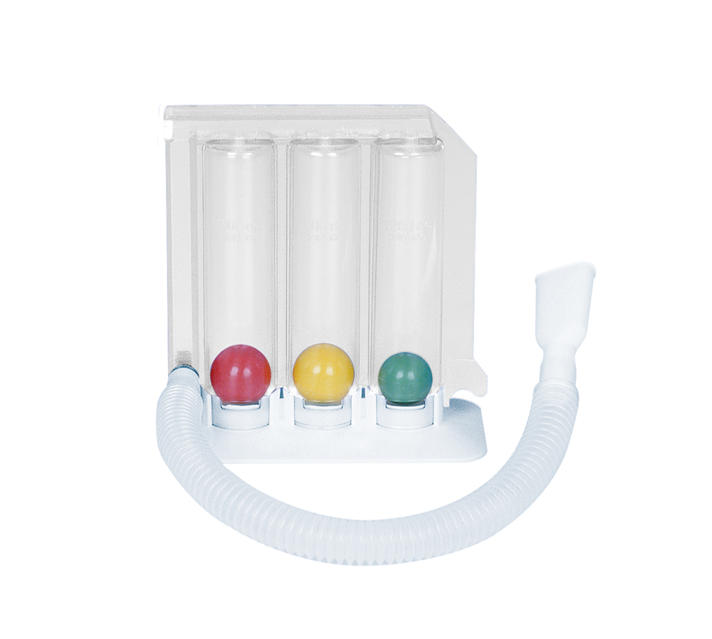 Russka Atemtrainer mit 3 farbigen Kugeln und Mundstück zur Atemgymnastik