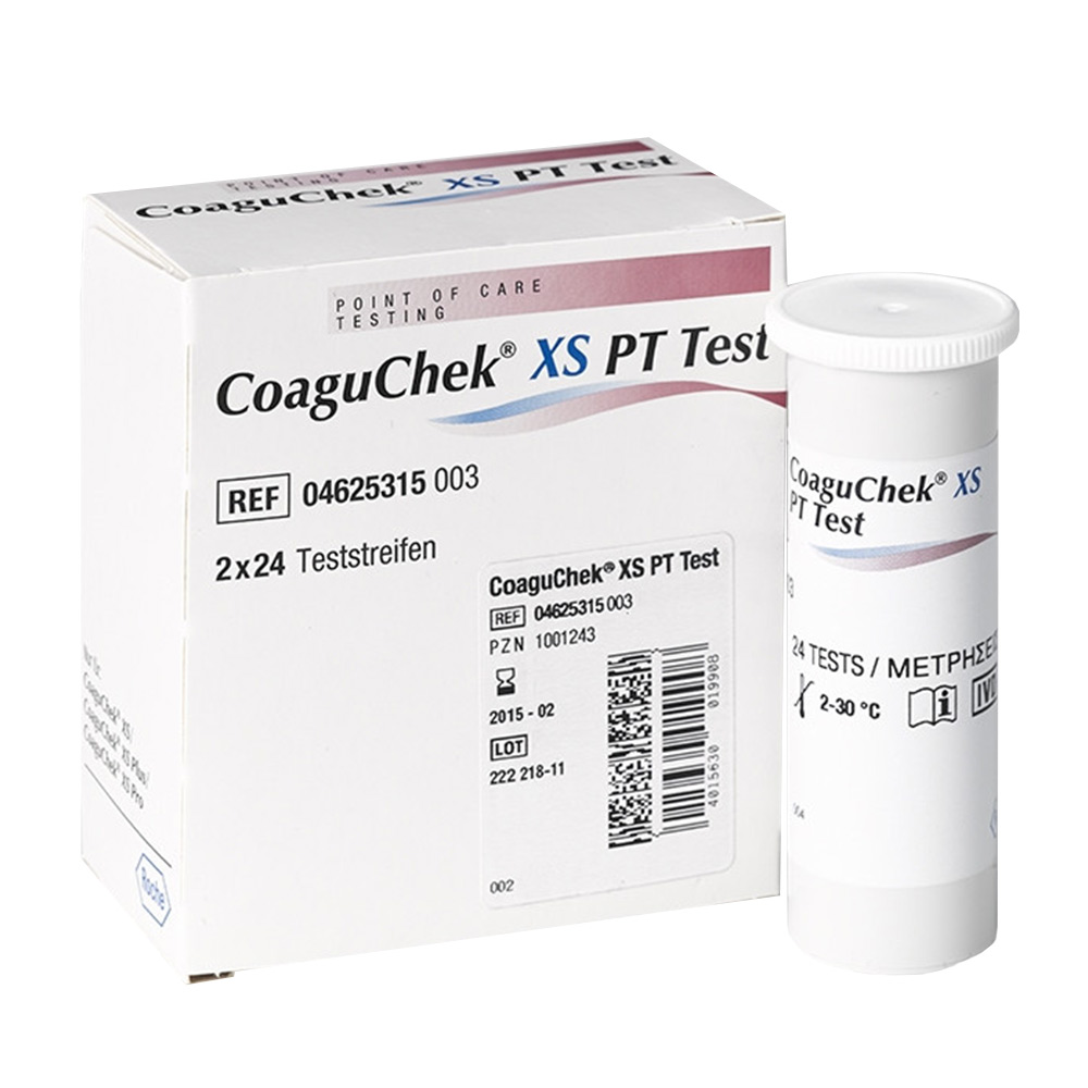CoaguChek® XS PT Teststreifen Dose zur Messung der Blutgerinnung am Point-of-Care 48 Stück