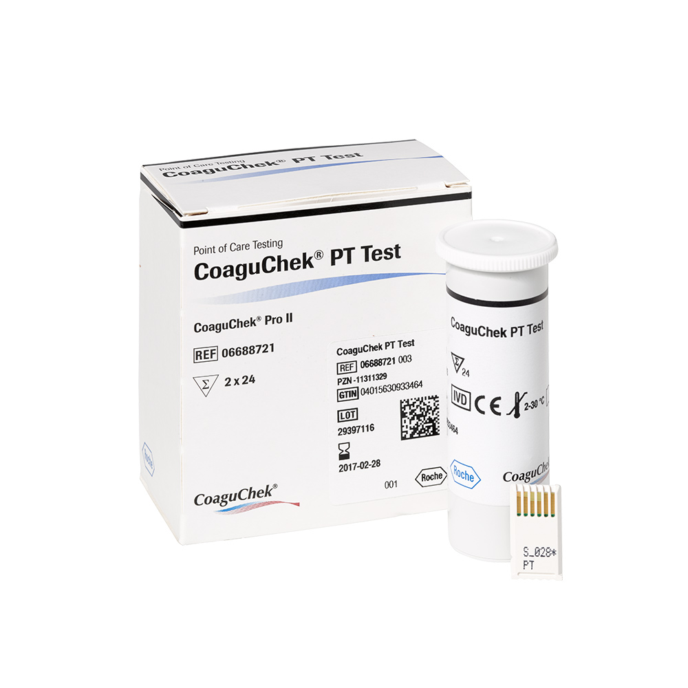 Packung mit 48 CoaguChek® PT Teststreifen zur professionellen Gerinnungsdiagnostik