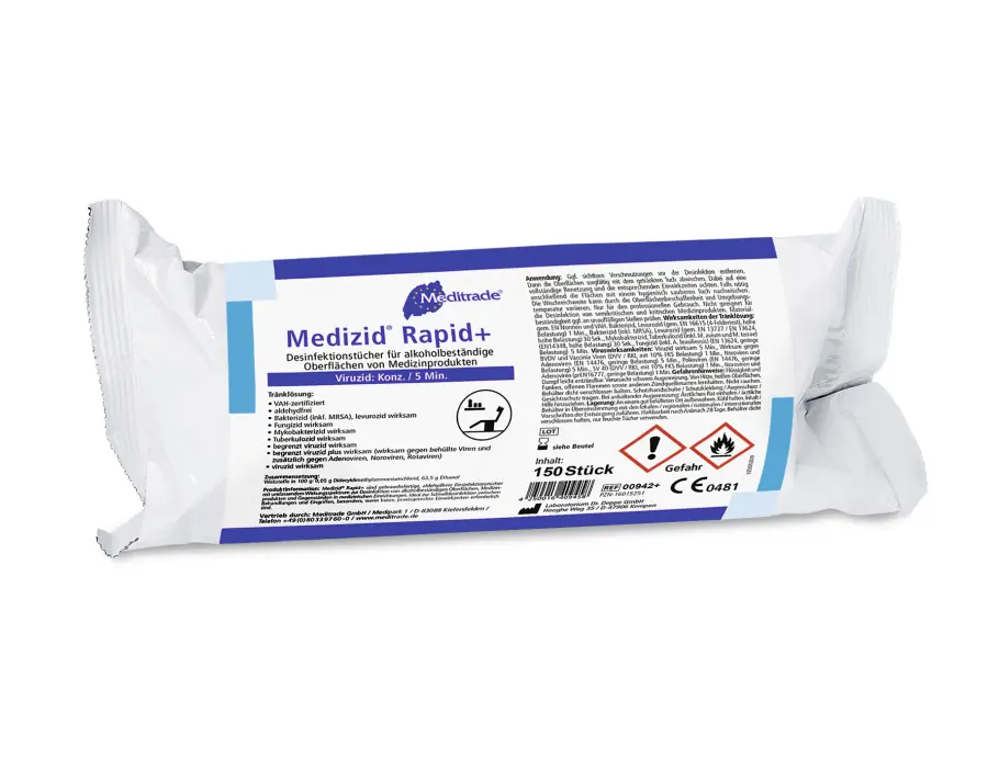 Medizid Rapid Plus Nachfüllpack, 150 Desinfektionstücher Meditrade Medizid® Rapid+ Desinfektionstücher Nachfüller