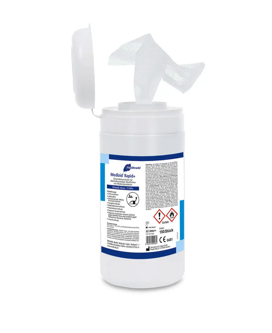 Medizid® Rapid+ Desinfektionstücher Gebrauchsfertige, alkoholische Hygienetücher zur Desinfektion