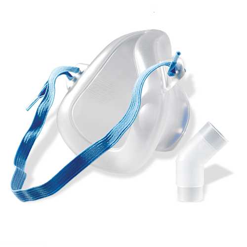 Blaue PARI SMARTMASK Silikonmaske für Erwachsene mit transparentem Winkelstück