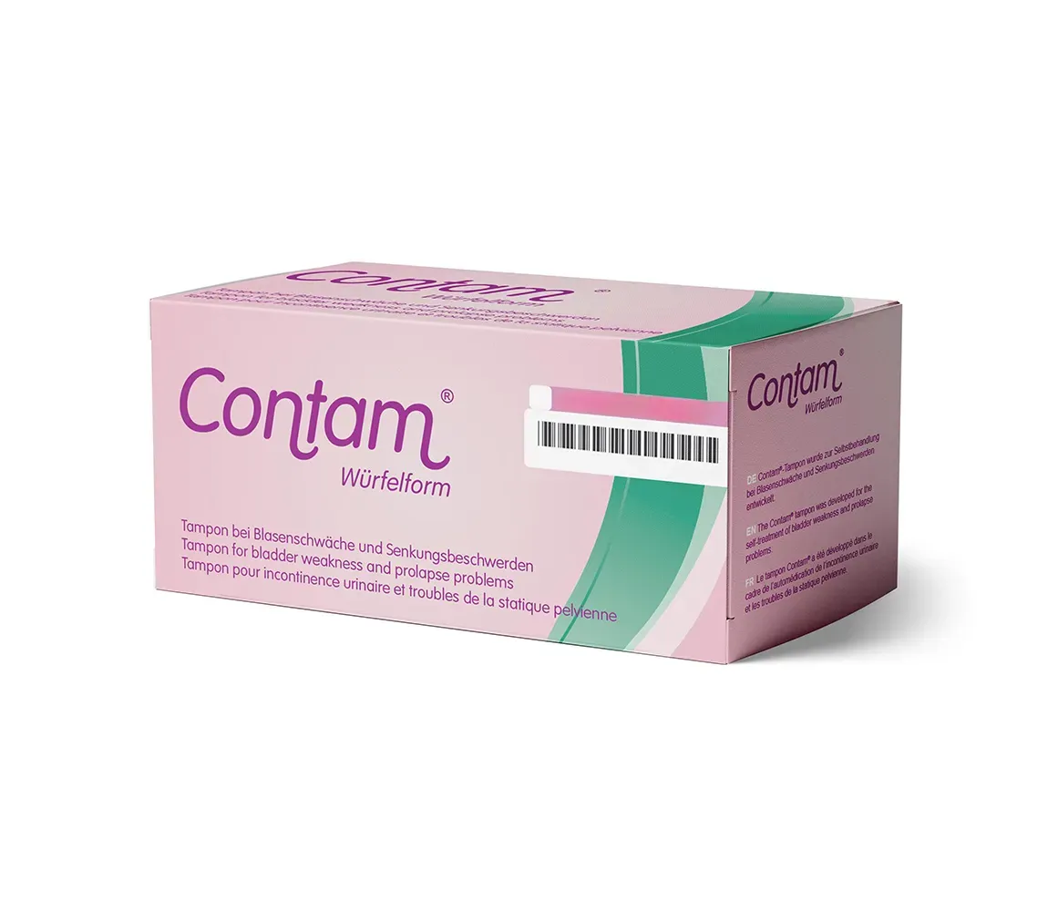 Contam Vaginaltampon in Wuerfelform Umverpackung Umverpackung von Contam Vaginaltampon in Wuerfelform.