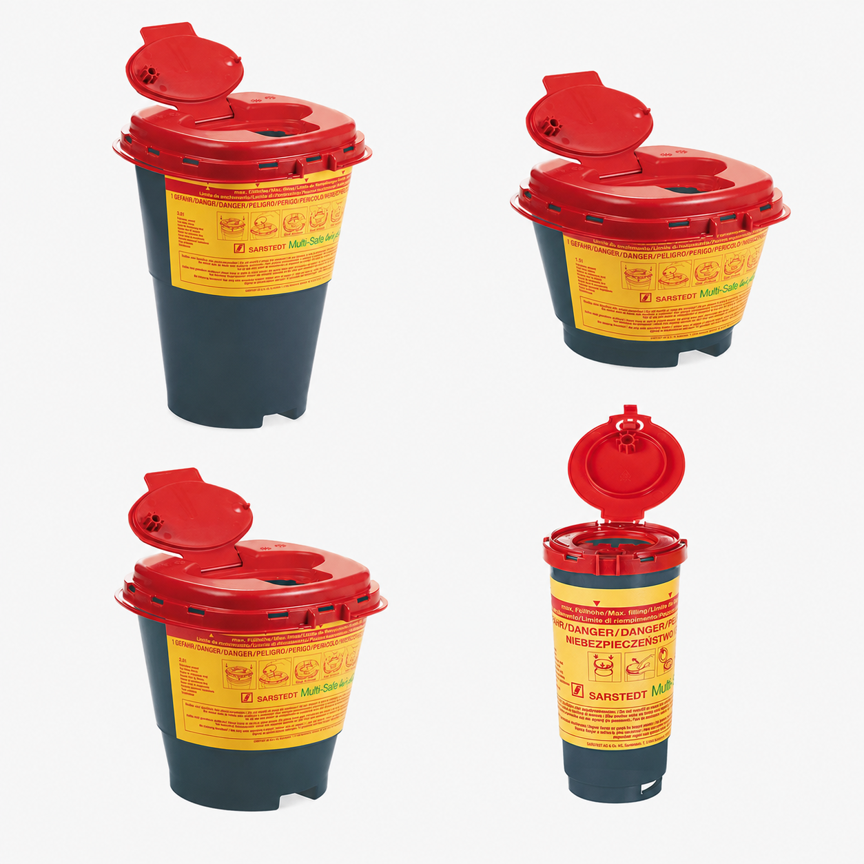 SARSTEDT Multi-Safe twin plus REC Kanülenabwurfbehälter grau mit rotem Deckel