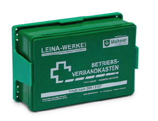 Betriebsverbandkasten nach DIN 13157 von LEINA-WERKE GmbH, schlagfest, bruchsicher, inkl. Wandhalterung