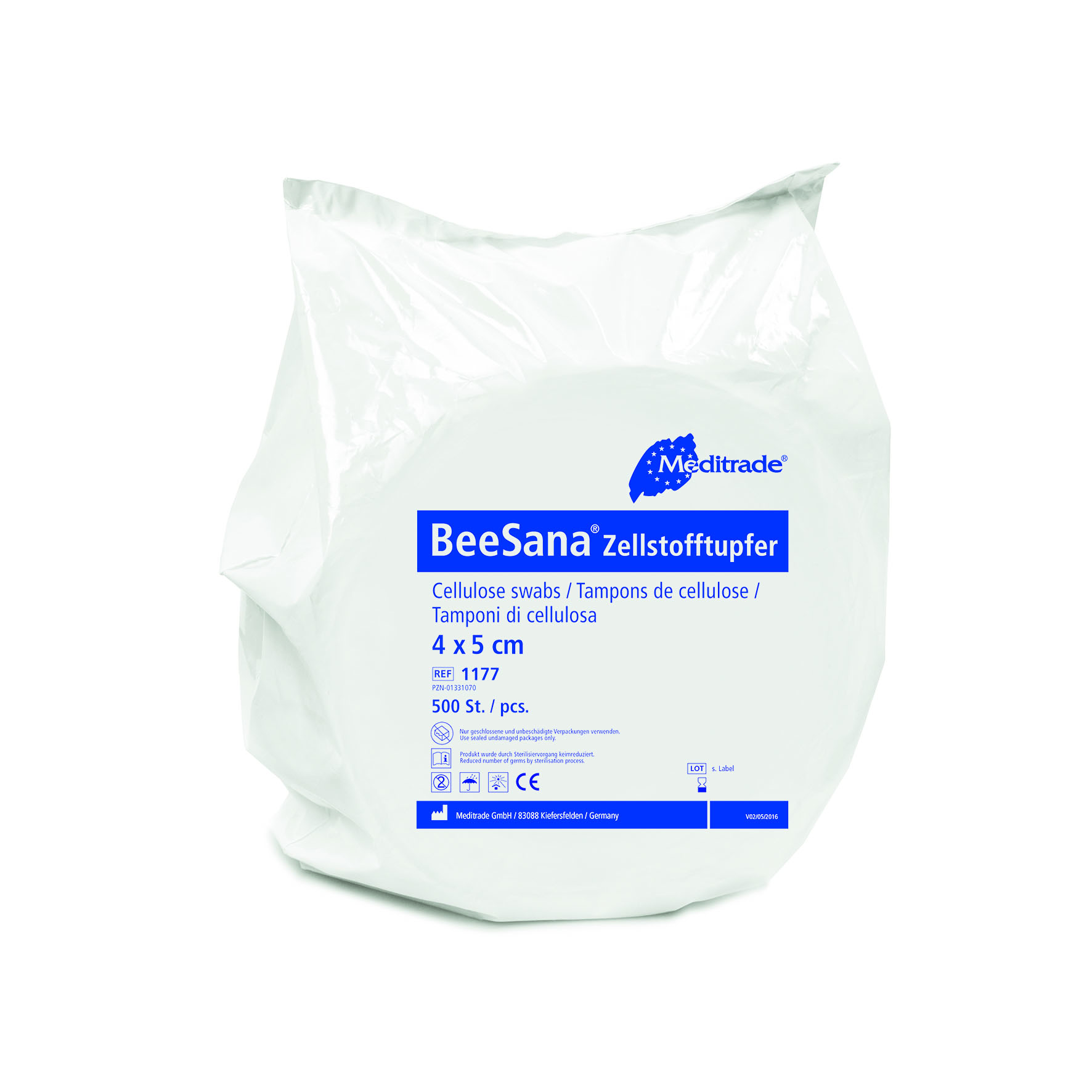 Meditrade BeeSana® Zellstofftupfer 4 × 5 cm, unsteril – 2 × 500 Stück