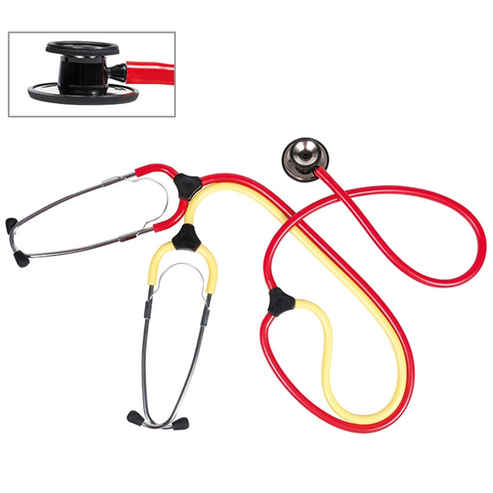 Lehrstethoskop mit zwei Ohrbügel-Paaren und farbigen Schläuchen für Lehrer und Schüler