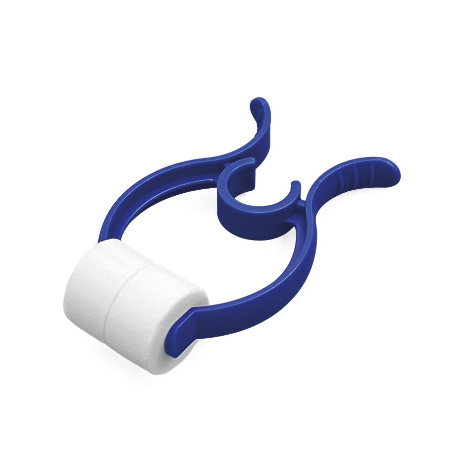 Weiße Nasenklemmen mit blauer Polsterung für Lungenfunktionsprüfungen