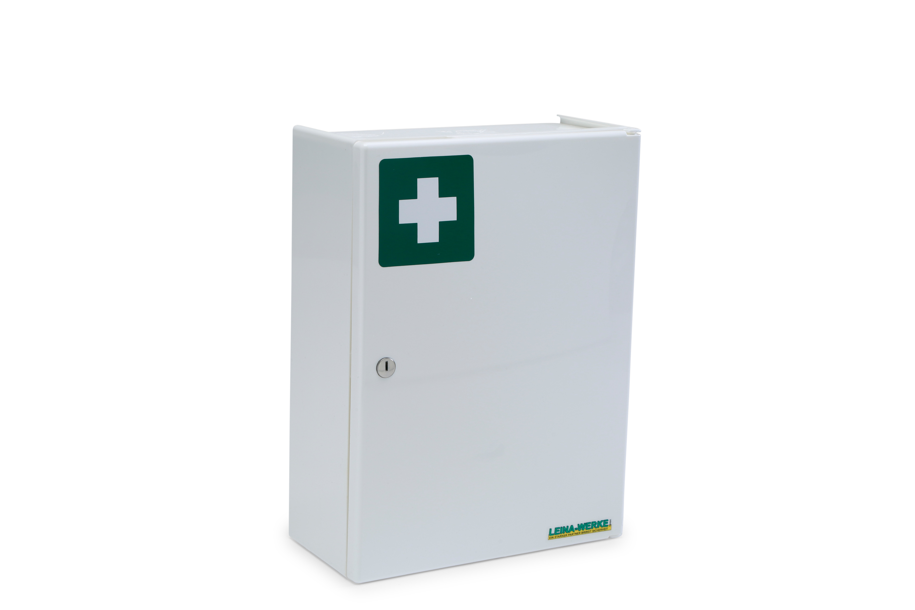 CURA Verbandschrank 1-türig aus Kunststoff, abschließbar, mit 3 Türablagen und verstellbarer Inneneinrichtung