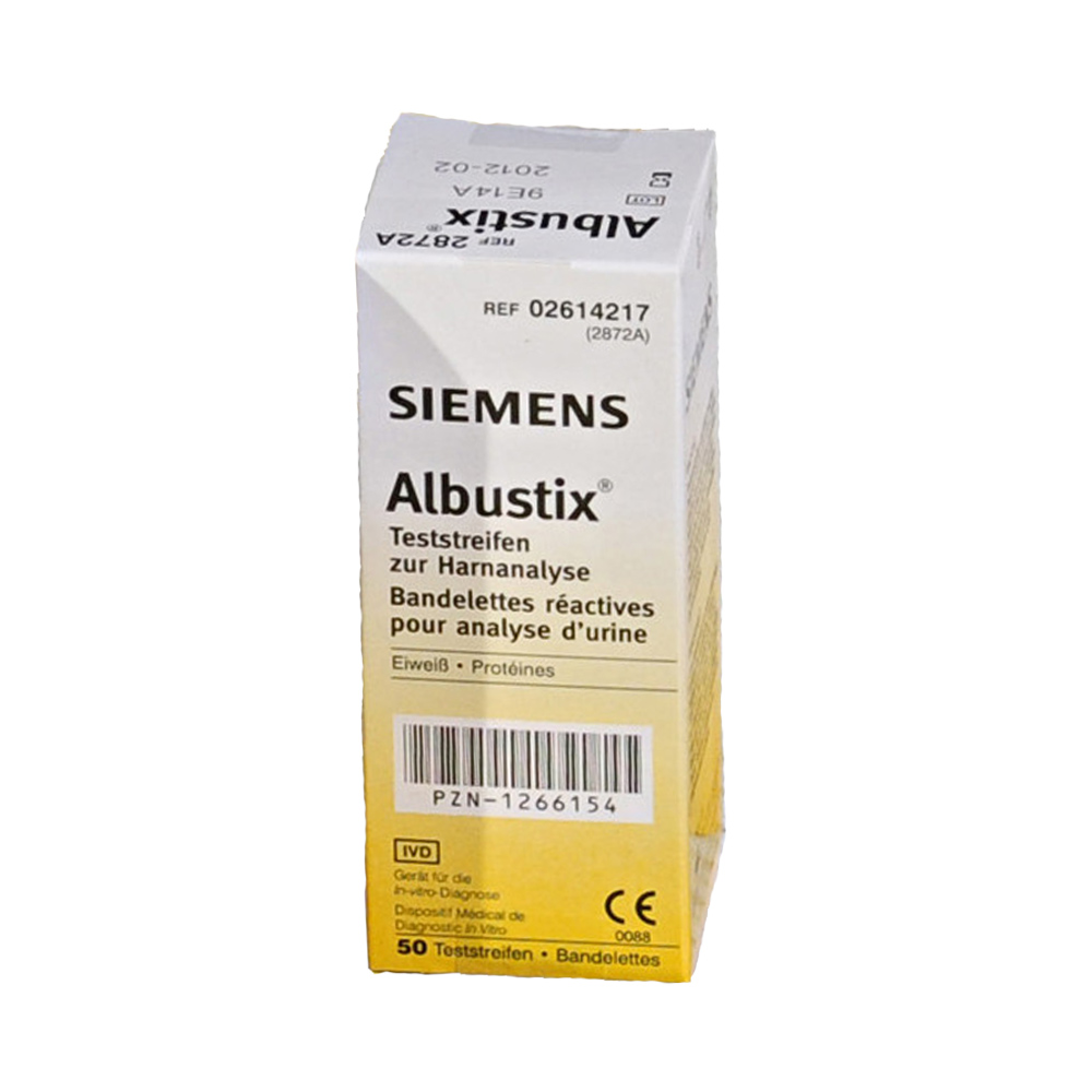 Albustix Harnteststreifen Dose mit Farbskala zur Bestimmung von Eiweiß im Urin