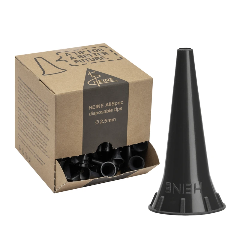 AllSpec Einweg-Tips - 2.5 mm (1x 250 Stück) Schüttelverpackung der AllSpec Einweg-Tips - 2.5 mm, und Einzel-Ohrtrichter