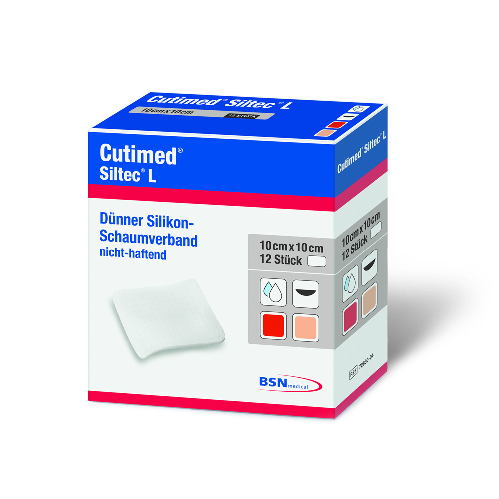 Cutimed Siltec L - dünner Schaumverband, Silikonbeschichtung