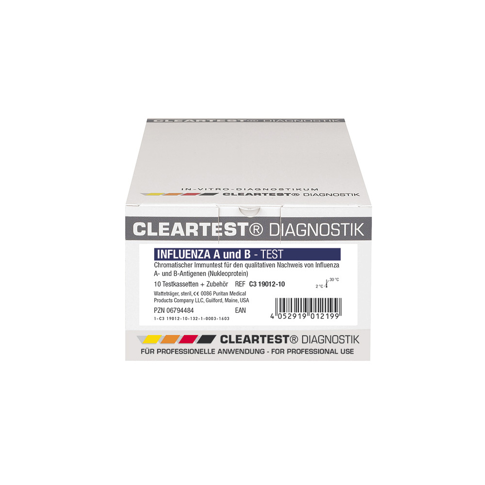 CLEARTEST Influenza A+B Testkit mit Testkassetten und Extraktionszubehör